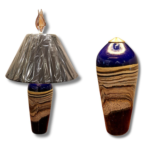 GBG-012 Lamp Opal Strata Cobalt/Dark Purple $1300 at Hunter Wolff Gallery